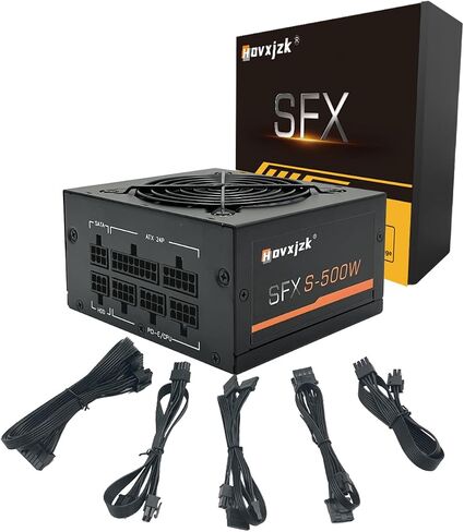 HOVXJZKMicro Mini ITX Solution/500W SFX Power Supply Mini ITX Solution، مصدر طاقة معياري بالكامل مع مروحة تحمل هيدروليكية متينة، عامل شكل SFX (أسود-500 واط) in Saudi Arabia
