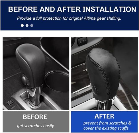 غطاء ناقل الحركة لـ 2013-2019 Nissan Sentra / 2013-2018 Altima Auto Leather Shifter Cover Protector لـ Nissan Rogue 2014-2016 / Pathfinder 2013-2020 (ألياف الكربون مع غرز سوداء) in Kuwait