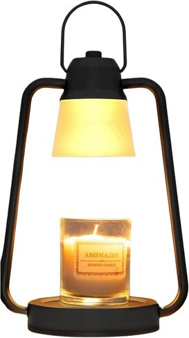 Candle Warmer Lamp with Adjustable Temperature Dimmer, Halogen Bulbs, Candle Wax Melt Burner Lamp Indoor for Bedroom, Home, and Office Matte Black in Saudi Arabia