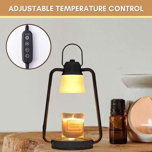 Candle Warmer Lamp with Adjustable Temperature Dimmer, Halogen Bulbs, Candle Wax Melt Burner Lamp Indoor for Bedroom, Home, and Office Matte Black in Saudi Arabia