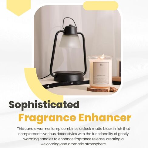 Candle Warmer Lamp with Adjustable Temperature Dimmer, Halogen Bulbs, Candle Wax Melt Burner Lamp Indoor for Bedroom, Home, and Office Matte Black in Saudi Arabia