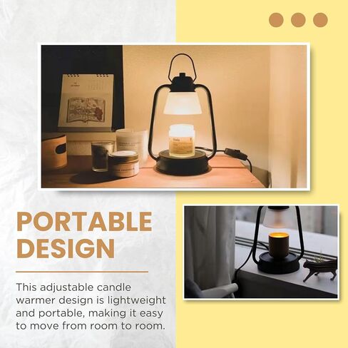 Candle Warmer Lamp with Adjustable Temperature Dimmer, Halogen Bulbs, Candle Wax Melt Burner Lamp Indoor for Bedroom, Home, and Office Matte Black in Saudi Arabia