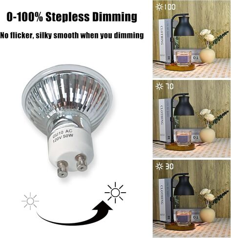لمبة إضاءة هالوجين SOKCVSEA - 4 Pcak GU10 هالوجين 120 فولت 50 وات، قابلة للتعتيم، لمبة إضاءة MR16 GU10 مع عمر طويل الأمد، مصابيح هالوجين لمصباح تدفئة الشموع (2800 ك أبيض دافئ) in Kuwait
