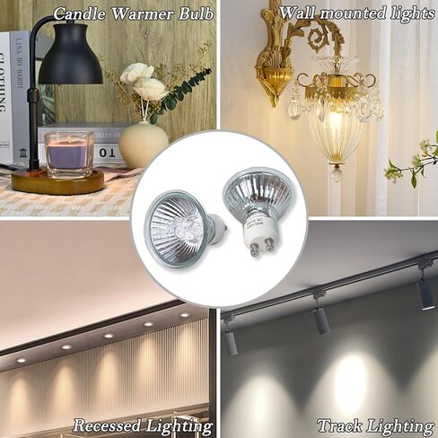 لمبة إضاءة هالوجين SOKCVSEA - 4 Pcak GU10 هالوجين 120 فولت 50 وات، قابلة للتعتيم، لمبة إضاءة MR16 GU10 مع عمر طويل الأمد، مصابيح هالوجين لمصباح تدفئة الشموع (2800 ك أبيض دافئ) in Kuwait