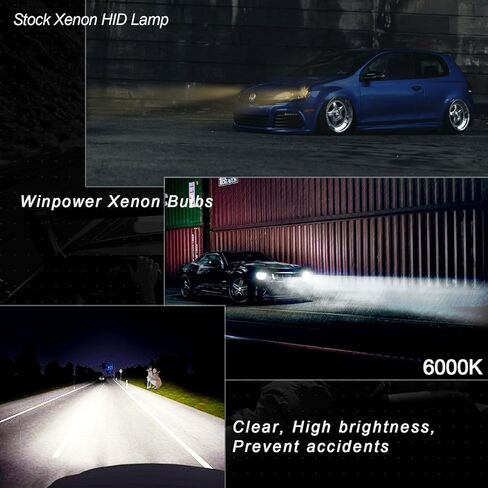 لمبة المصباح الأمامي WinPower D1S Xenon HID، 6000K أبيض بارد 35 وات قاعدة دعامات معدنية عالية ومنخفضة الشعاع، حزمة من 2 in Saudi Arabia