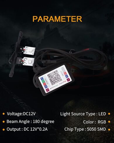 قاسم 1 مجموعة 5050 LED سيارة الشيطان العين شيطان عيون الشر RGB DRL النهار تشغيل ضوء 12 فولت تيار مستمر ل 2.8 بوصة ثنائية زينون العارض عدسة بلوتوث APP التحكم اكسسوارات السيارات DIY in Kuwait