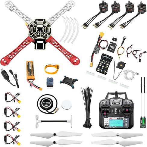 HAWK’S WORK F450 طقم الطائرة بدون طيار للبناء، الإطار + Pixhawk + GPS + وحدة الطاقة + ESC + محرك بدون فرش + دعامة + بطارية + جهاز إرسال واستقبال RC + ملحق + كتاب وفيديو النقابة (المجموعة أ) in Kuwait
