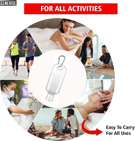Hand Sanitiser Bottle with Clip x4 50ml Refillable Hand Sanitizer Bottles with Flip Top Lid & Hook Carabiner in Saudi Arabia
