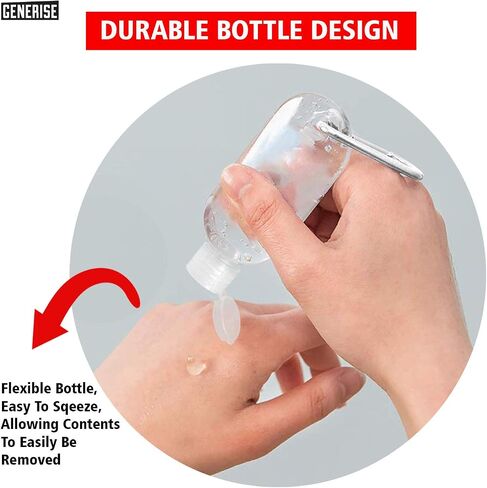 Hand Sanitiser Bottle with Clip x4 50ml Refillable Hand Sanitizer Bottles with Flip Top Lid & Hook Carabiner in Saudi Arabia