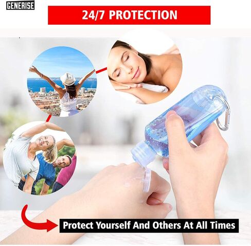 Hand Sanitiser Bottle with Clip x4 50ml Refillable Hand Sanitizer Bottles with Flip Top Lid & Hook Carabiner in Saudi Arabia
