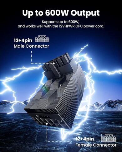 Fasgear 12VHPWR Adapter 90 Degree 1 Pack Right Angle PCI-e 5.0 16pin Power Adapter 600W 12+4pin GPU Male to Female Connector Compatible for GeForce RTX 3090Ti 4070Ti 4080 4090 Graphic Card (Type A) in Saudi Arabia