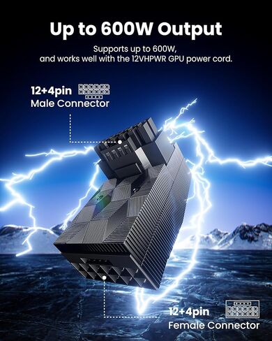 Fasgear 12VHPWR Adapter 90 Degree 1 Pack Right Angle PCI-e 5.0 16pin Power Adapter 600W 12+4pin GPU Male to Female Connector Compatible for GeForce RTX 3090Ti 4070Ti 4080 4090 Graphic Card (Type A) in Saudi Arabia