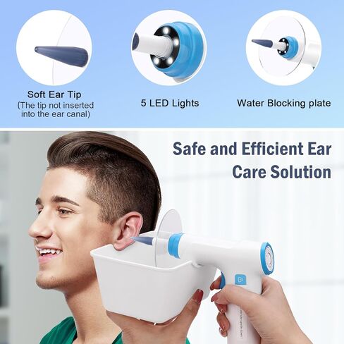 Ear Wax Removal, Hronta Electric Ear Cleaner,Safe & Effective Ear Wax Removal Kit,Ear Cleaning Kit with 4 Pressure Modes,Earwax Removal Kit with Light,Ear Irrigation Flushing Tool Include Ear Scoop in Saudi Arabia