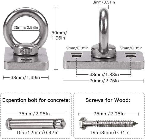 1800lb Capacity Wall Ceiling Mount Bracket for Suspension Strap, Battle Rope Anchor Ceiling Hook for Gymnastic Ring, Hammock Swing, Boxing Punching Bag in Saudi Arabia