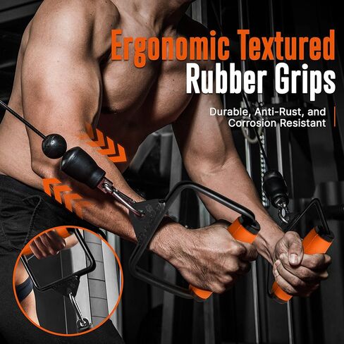 SQUATZ Apollo Board Gym, Triceps Pull Down - Cable Attachment Set Accessories for Home Gym, LAT Pulldown Attachment Weight Fitness, Double Single D Attachment, Pulldown Bar, Triceps Pull Down Rope in Kuwait