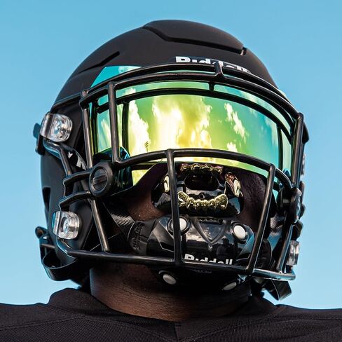 Battle Sports 3D Apex Predator Oxygen Football Mouthguard - with a Convertible Strap, Superior Airflow & Better Performance, Works with Braces (Blue/Green) in Saudi Arabia