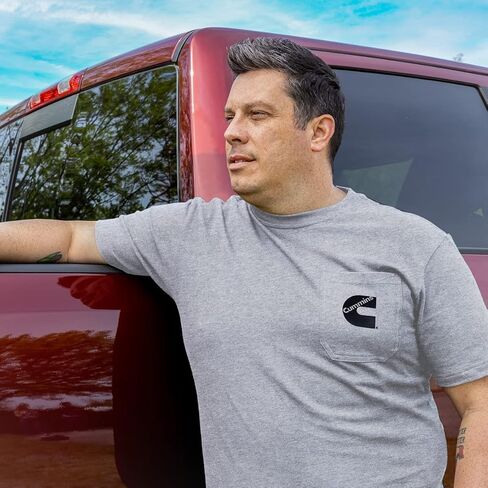 Cummins Men's T-Shirt Short Sleeve Sport Gray Pocket Tee CMN4752 - Small in Saudi Arabia