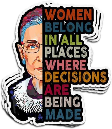 3 PCs Stickers Women Belong in All Places Ruth Bader Ginsburg 4 × 3 Inch Die-Cut Decals for Laptop Window in Saudi Arabia