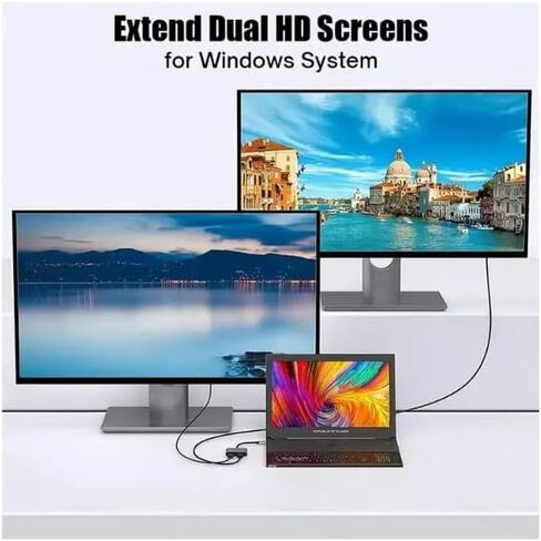 محطة إرساء عالية الأداء لمحول USB-C إلى HDMI المزدوج، تدعم 4K@60 هرتز، وشحن USB-C، ومنفذ USB إضافي لسماعات الرأس ومحركات الأقراص المحمولة، متوافقة مع أجهزة الكمبيوتر المحمولة MAC وWindows. in Kuwait