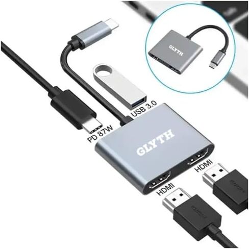 محطة إرساء عالية الأداء لمحول USB-C إلى HDMI المزدوج، تدعم 4K@60 هرتز، وشحن USB-C، ومنفذ USB إضافي لسماعات الرأس ومحركات الأقراص المحمولة، متوافقة مع أجهزة الكمبيوتر المحمولة MAC وWindows. in Kuwait