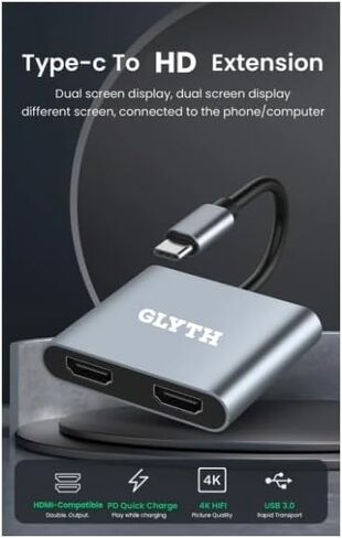 محطة إرساء عالية الأداء لمحول USB-C إلى HDMI المزدوج، تدعم 4K@60 هرتز، وشحن USB-C، ومنفذ USB إضافي لسماعات الرأس ومحركات الأقراص المحمولة، متوافقة مع أجهزة الكمبيوتر المحمولة MAC وWindows. in Kuwait