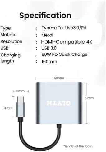 محطة إرساء عالية الأداء لمحول USB-C إلى HDMI المزدوج، تدعم 4K@60 هرتز، وشحن USB-C، ومنفذ USB إضافي لسماعات الرأس ومحركات الأقراص المحمولة، متوافقة مع أجهزة الكمبيوتر المحمولة MAC وWindows. in Kuwait
