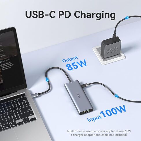محول USB C HUB مزدوج HDMI لجهاز MacBook Pro Air، محطة إرساء مزدوجة الشاشة، محول USB C متعدد المنافذ Mac Dongle مع 2 HDMI، 3 USB، 100W PD، إيثرنت، وضع ممتد لجهاز MacBook M1 M2 M3/Dell/HP/Lenovo in Kuwait