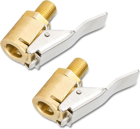 قطعتان من فوهة نفخ إطارات السيارة مع مشبك، مشبك ظرف معدني لضاغط نفخ إطارات السيارة، موصل محول فوهة نفخ الإطارات مع خيط قياسي (ذهبي) in Kuwait