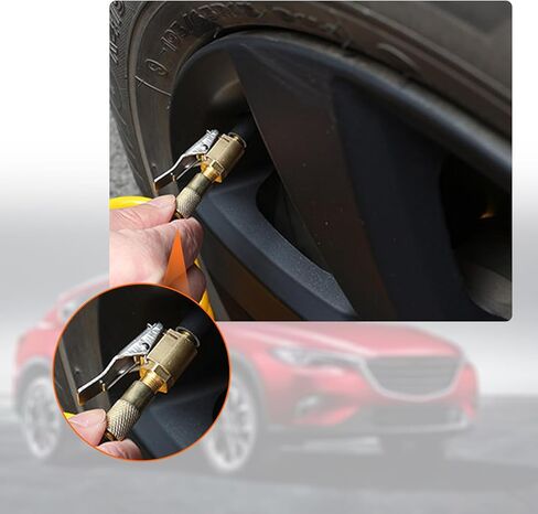 قطعتان من فوهة نفخ إطارات السيارة مع مشبك، مشبك ظرف معدني لضاغط نفخ إطارات السيارة، موصل محول فوهة نفخ الإطارات مع خيط قياسي (ذهبي) in Kuwait