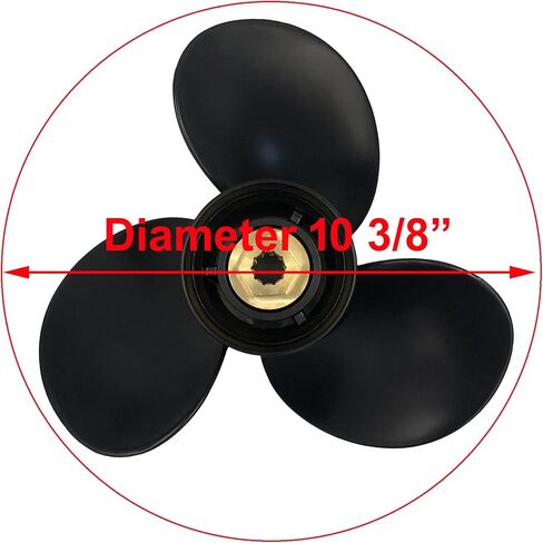 مروحة القارب لـ Mercury Outboard 9.9HP/15HP (4 شوط Bigfoot)، 20HP/25 HP (2 شوط) 10 أسنان خددية 10 3/8 × 13 /مروحة خارجية لمحرك Mercury SeaPro/Marathon 25 HP 48-19640A40 in Kuwait