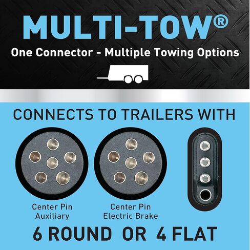 هوبكنز Towing Solutions 47585 7 RV Blade إلى 6 أقطاب مستديرة و4 محول Nite-Glow مسطح in Kuwait