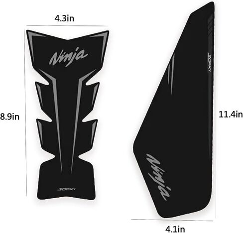 Motorcycle Tank Protector,Compatible Kawasaki Ninja 400 Tank Pad Non-slip Fuel Tank Sticker Kit Rubber Protective Pads (Black) in Saudi Arabia