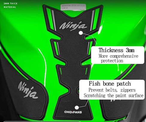 Motorcycle Tank Protector,Compatible Kawasaki Ninja 400 Tank Pad Non-slip Fuel Tank Sticker Kit Rubber Protective Pads (Black) in Saudi Arabia