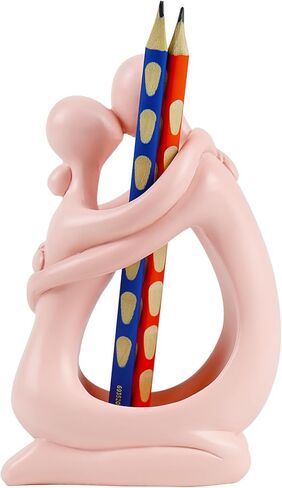 Cute Pen Holder for Desk Women Office Supplies Pencil Organizer Decor Desk Accessories Small School Hug Thinker Statue and Sculptures Resin Home Decor for Work (Gold) in Kuwait