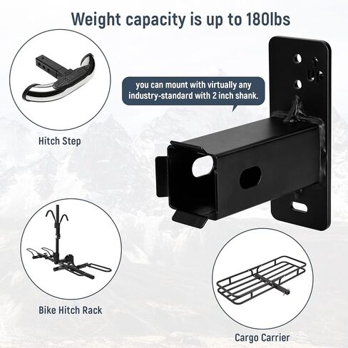 حامل للدراجة مثبت على الحائط مقاس 5 سم لتخزين الدراجة، منظم جراج معلق لحامل البضائع، سهل الحمل، آمن وقوي، جهاز استقبال للتعليق على الحائط باللون الأسود in Kuwait