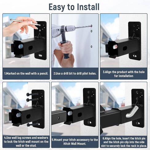 حامل للدراجة مثبت على الحائط مقاس 5 سم لتخزين الدراجة، منظم جراج معلق لحامل البضائع، سهل الحمل، آمن وقوي، جهاز استقبال للتعليق على الحائط باللون الأسود in Kuwait