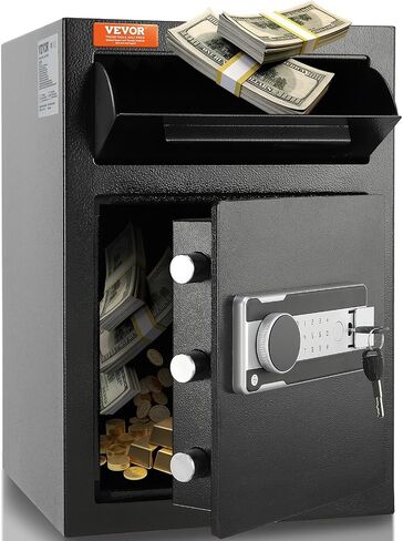 VEVOR 1.7 Cub Depository Safe, Deposit Safe with Drop Slot, Electronic Code Lock and 2 Emergency Keys, 13.77''x11.81''x17.71'' Business Drop Slot Safe for Cash, Mail in Home, Hotel, Office in Saudi Arabia