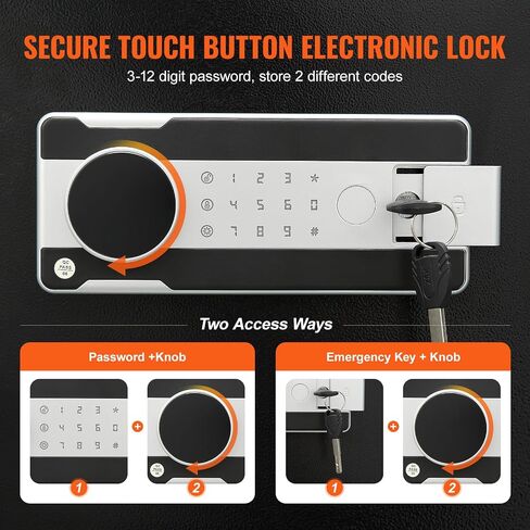 VEVOR 1.7 Cub Depository Safe, Deposit Safe with Drop Slot, Electronic Code Lock and 2 Emergency Keys, 13.77''x11.81''x17.71'' Business Drop Slot Safe for Cash, Mail in Home, Hotel, Office in Saudi Arabia