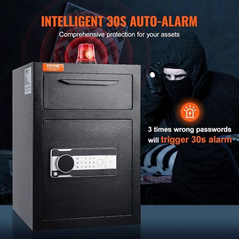 VEVOR 1.7 Cub Depository Safe, Deposit Safe with Drop Slot, Electronic Code Lock and 2 Emergency Keys, 13.77''x11.81''x17.71'' Business Drop Slot Safe for Cash, Mail in Home, Hotel, Office in Saudi Arabia
