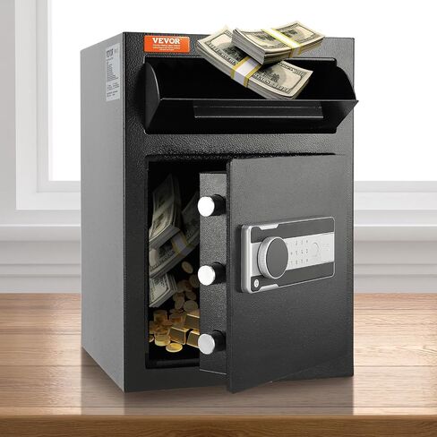 VEVOR 1.7 Cub Depository Safe, Deposit Safe with Drop Slot, Electronic Code Lock and 2 Emergency Keys, 13.77''x11.81''x17.71'' Business Drop Slot Safe for Cash, Mail in Home, Hotel, Office in Saudi Arabia