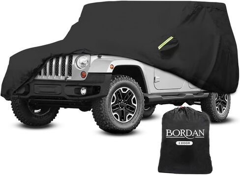غطاء سيارة بوردان لسيارة رانجلر 1987-2023، غطاء سيارة أسود مقاوم للماء وحماية من جميع الأحوال الجوية، غطاء سيارة خارجي لسيارة رانجلر JK، JL، CJ، YJ، TJ (بابين) in Kuwait