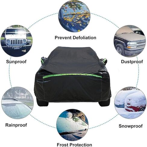 غطاء سيارة بوردان لسيارة رانجلر 1987-2023، غطاء سيارة أسود مقاوم للماء وحماية من جميع الأحوال الجوية، غطاء سيارة خارجي لسيارة رانجلر JK، JL، CJ، YJ، TJ (بابين) in Kuwait
