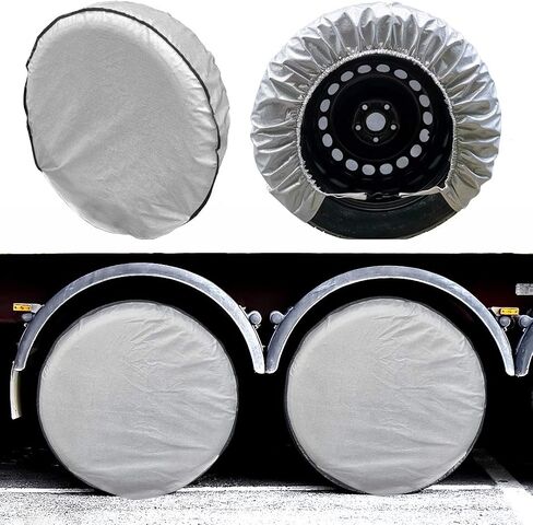 SEAZEN Tire Covers Set of 4, 5 Layer Wheel Covers for RV Trailer Camper Truck Motorhome Auto,Waterproof Sun Rain Frost Snow Protector Aluminum Film,Fit 24" to 26" Tire Diameter in Saudi Arabia
