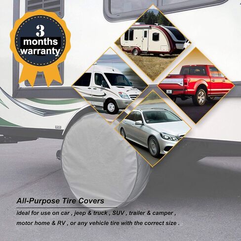 SEAZEN Tire Covers Set of 4, 5 Layer Wheel Covers for RV Trailer Camper Truck Motorhome Auto,Waterproof Sun Rain Frost Snow Protector Aluminum Film,Fit 24" to 26" Tire Diameter in Saudi Arabia