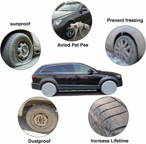 SEAZEN Tire Covers Set of 4, 5 Layer Wheel Covers for RV Trailer Camper Truck Motorhome Auto,Waterproof Sun Rain Frost Snow Protector Aluminum Film,Fit 24" to 26" Tire Diameter in Saudi Arabia