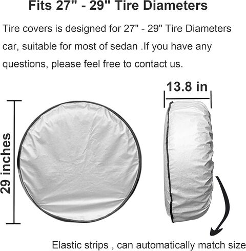 SEAZEN Tire Covers Set of 4, 5 Layer Wheel Covers for RV Trailer Camper Truck Motorhome Auto,Waterproof Sun Rain Frost Snow Protector Aluminum Film,Fit 24" to 26" Tire Diameter in Saudi Arabia
