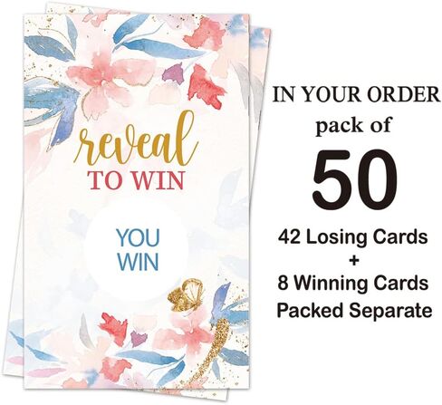 50 Pack Flower Plants Bridal Shower Scratch Off Game Cards for Country Wedding, Bridal Shower, Bridal Lottery Tickets, Wedding Shower Ideas, Baby Showe (Reveal to win) in Kuwait