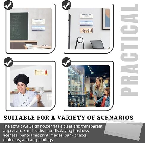 إطار ترخيص أعمال مكون من قطعتين، حامل قائمة بدون حفر مقاس 4 × 10 بوصة، حامل إطار ترخيص أعمال أكريليك، لعرض شهادة ترخيص الأعمال، شيك مصرفي in Kuwait
