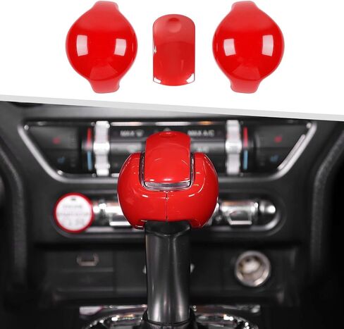 Jimen Compatible with Ford Mustang 2015-2023, 3PCS Gear Shifter Knob Cover Interior Trim Accessories (Carbon Fiber) in Kuwait