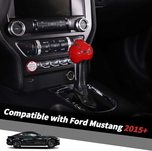 Jimen Compatible with Ford Mustang 2015-2023, 3PCS Gear Shifter Knob Cover Interior Trim Accessories (Carbon Fiber) in Kuwait